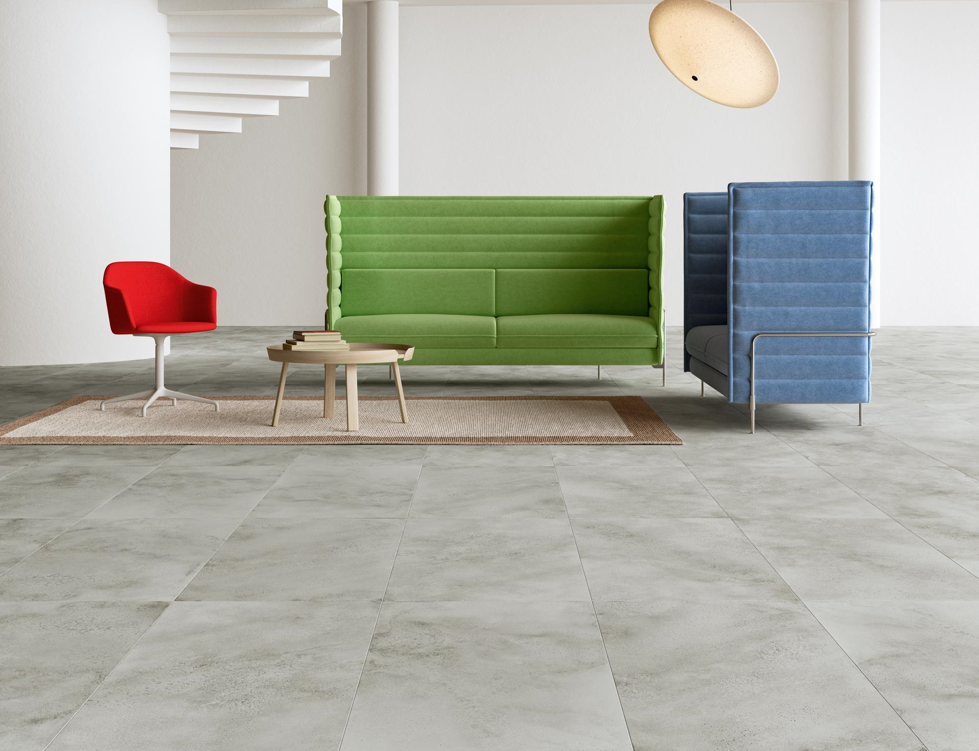 Интерьер с керамогранитом 60x120 под камень и мрамор